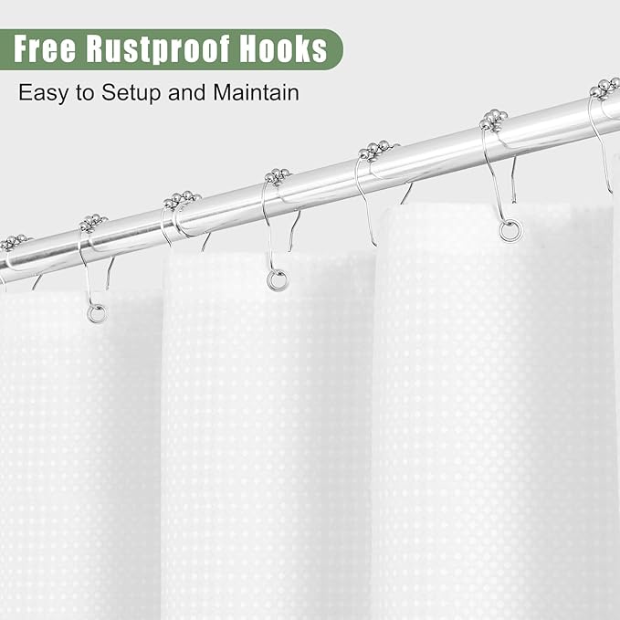 Hokibero Olivie Green Misty Forest Mountain Nature Tree Fabric Shower Curtains for Bathroom Waterproof Heavy Duty Green and White Woohitedland Shower Curtain Bathtubs Hotel, 72 x 72 inch
