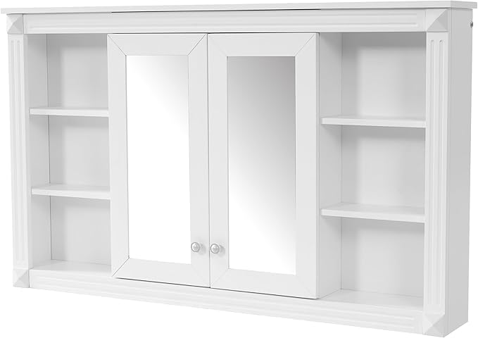 Merax Bathroom Medicine Cabinet with Mirror Door & Adjustable Shelf, 48" x 28" Wall Mounted Bathroom Storage Cabinet with Mirror, Over The Toilet