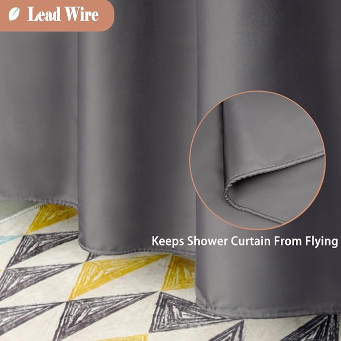UFRIDAY Small Stall Shower Curtain 36 x 72 Inches,Dark Gray Fabric Shower Curtain with See-Through Window,Water Repellent Decorative Bathroom Curtain
