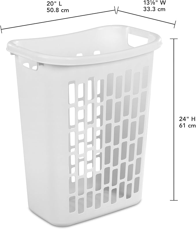(3-Pack) 1.8 BUSHEL Slim-Iine Open Plastic Laundry Hamper, with Reinforced Handle for Easy Carrying of Clothes, Durable, Suitable for Bedrooms, Laundry Rooms, Bathrooms, White