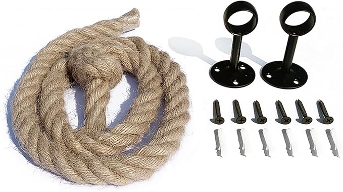 26'' Beach Rope Towel Rack–Nautical Coastal Towel Bar Unique Knot for Bathroom Decor Accessories Black Farmhouse Towel Holder Wall Mounted