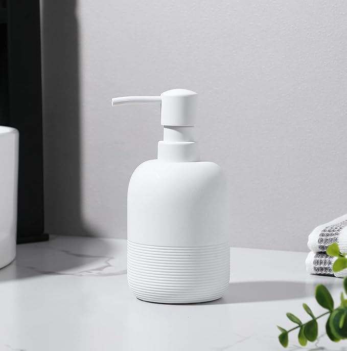 GalDal White Soap Lotion Dispenser with A Spare Pump,Liquid Hand Soap Dispenser Sets for Bathroom Countertop,2pcs/Set Soap Dispenser for Kitchen