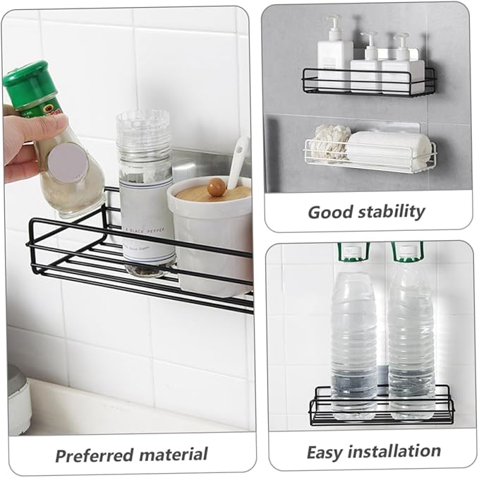 HEALLILY Anti-Slip Wall Shelves Storage Racks 2pcs Iron Rust-Proof Floating Shelves for Bathroom for Storage Easy to Clean