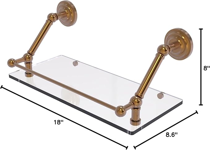 Allied Brass PQN-1-18-GAL Prestige Que New 18 Inch Floating Gallery Rail Glass Shelf, Brushed Bronze