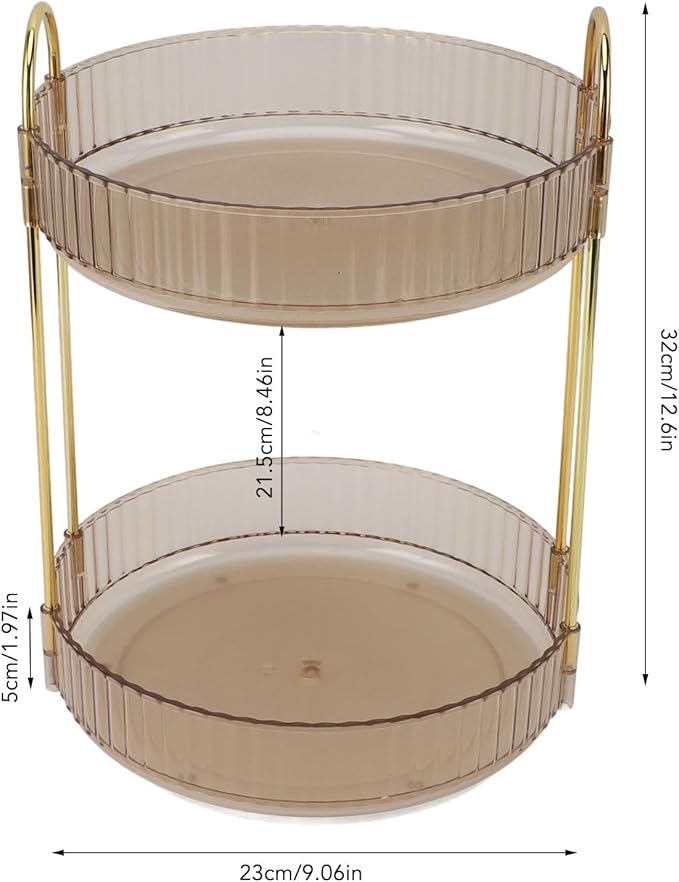 Makeup Organizer,2 Tier Makeup Rack - 360° Rotating Space Saving Cosmetic Countertop for Bedroom, Bathroom, and Kitchen - for Skincare and Beauty Products! (Yellow)