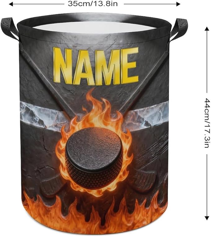 Personalized Ice Hockey Laundry Hamper Custom Name Funny Dirty Clothes Laundry Basket Portable Storage Basket For Home Bathroom Family Hockey Lovers Xmas Birthday (style 20)