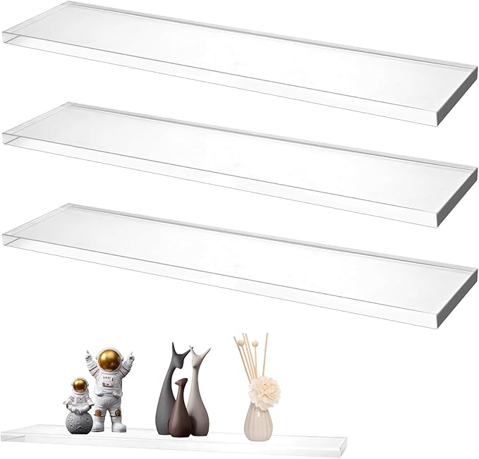 3 Pieces Acrylic Medicine Cabinet Replacement Shelves Bathroom Cabinets Shelves for Living Room Bathroom Kitchen Wall Mounted Medicine Cabinets, 13 Inches