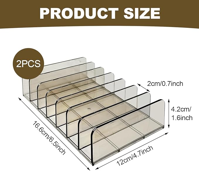Makeup Palette Organizer2 Pack Acrylic Eyeshadow Palette Pallet,6.7x4.9x1.6 in 7 Sectons BPA-Free Make Up Blush,Contour Storage Holder Cosmetic Eye Shadow Display Stand Clear Rack Vanity Holder(Grey)