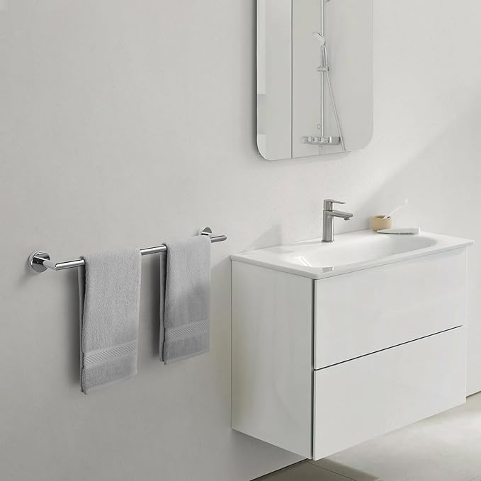 Bath Towel Bar 30 Inch Towel Rack for Bathroom Wall Mounted Bath Towel Holder Modern Towel Rods Chrome Towel Hanger Bathroom Accessories Towel Rails Stainless Steel Single Towel Bars Polished Chrome
