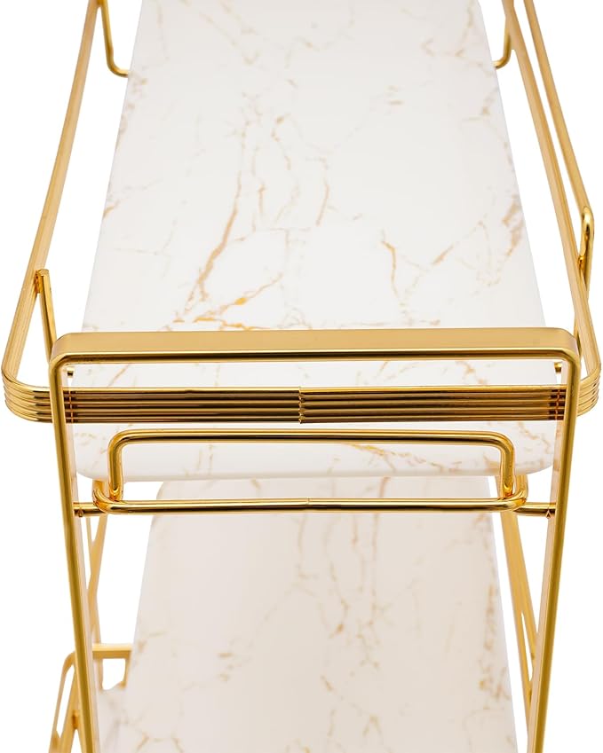 LYNICESHOP 3 Tier Bathroom Countertop Organizer, Gold and White Modern Vanity Organizer with Small Storage Baskets, Skincare, Perfume - Spaace Saving, Easy Assembly, Non-Slip (12.6x6.5in)