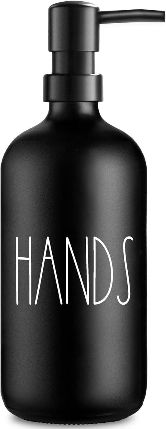 VIMERPA Hand Soap Dispenser, Matte Black Soap Dispenser for Bathroom, Glass Hands Liquid Dispenser with Plastic Pump, 17 Fl Oz Refillable Lotion Soap Bottle Container, Farmhouse Kitchen Decor