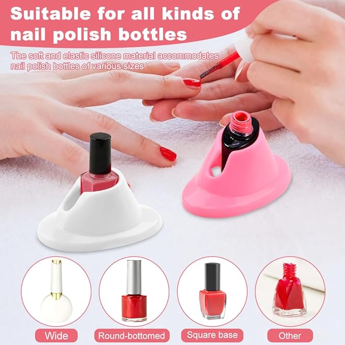 4PCS Nail Polish Bottle Holder Soft Rubber Nail Polish Bottle Holder Anti-Spill Bottles Stand Nails Holders For Painting Manicure Display Tools Nails Polishes Accessories