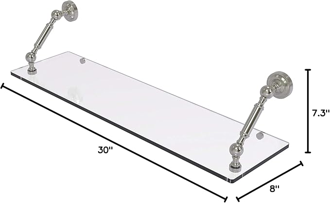 Allied Brass DT-1-30 Dottingham Collection 30 Inch Floating Glass Shelf, Satin Nickel