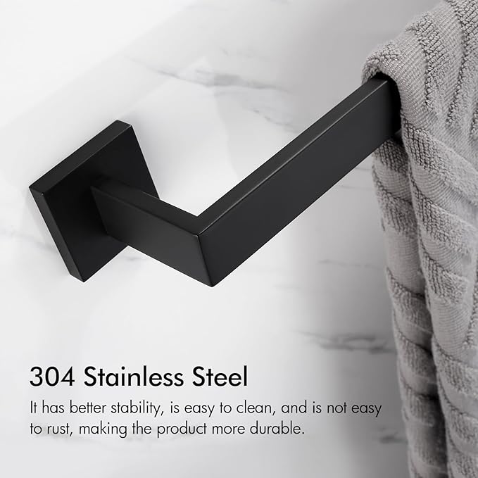 BANOLUX Towel Rack, 16-Inch Single Towel Bars for Bathroom, Towel Racks for Bathroom Wall Mounted SUS304 Stainless Steel Hand Towel Holder Organize Heavy Duty, Matte Black Towel Bar