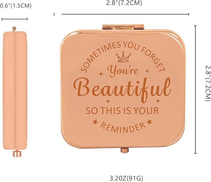 Personalized Gifts for Women Girls, Inspirational Compact Mirrors, Friendship Gifts, 2025 Graduation Gifts for Her, Unique Mothers Day Birthday Gifts for Mom Wife Sister Daughter Grandma Niece Friends