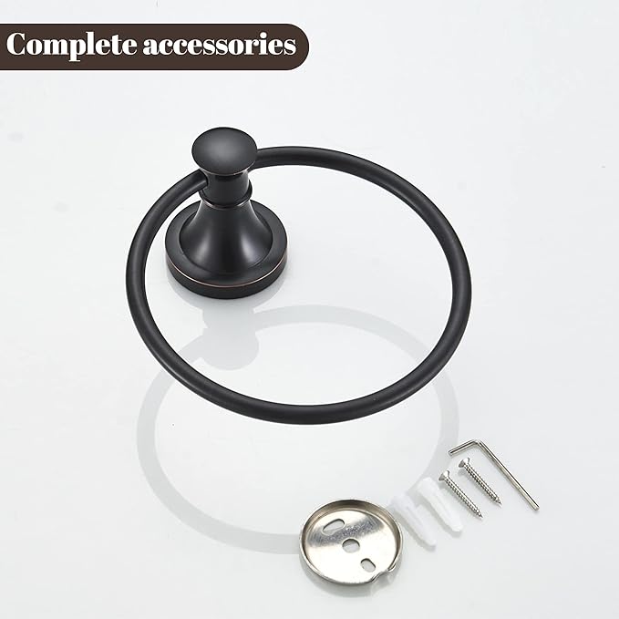 WOLIBEER Bronze Towel Ring, Oil Rubbed Hand Towel Holder Rustic Bathroom Towel Hanger SUS 304 Stainless Steel Towel Rack Wall Mounted