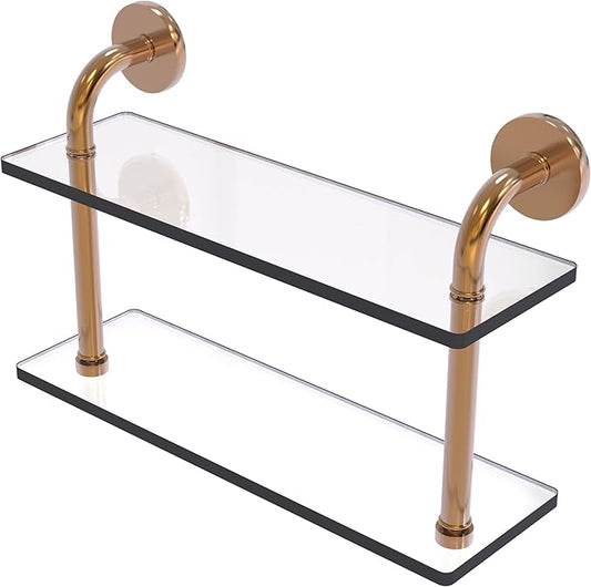 Allied Brass RM-2-16-BBR Remi Collection 16 Inch Two Tiered Glass Shelf, Brushed Bronze
