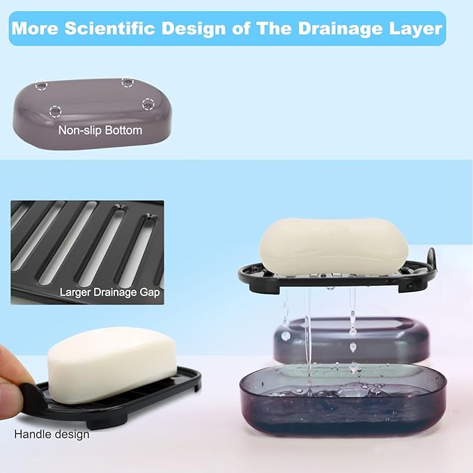 HAYSNA Travel Soap Container, Bar Soap Holder, Portable Soap Case, Soap Dish with Lid for Traveling, Camping, Gym, Bathroom (Black Style-1)