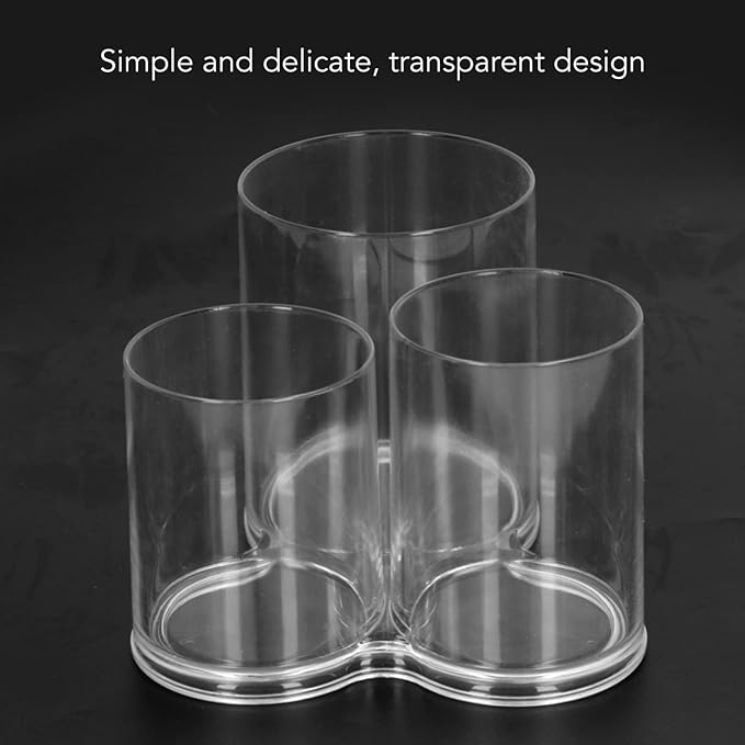 Clear Round Plastic Makeup Container,Makeup Brush Holders,Acrylic Cosmetic Storage Organizer with Compartments, Pencil Cup Stationery Organizer for Eyeliner Pencil and Beauty Tools,3 Connected Towers
