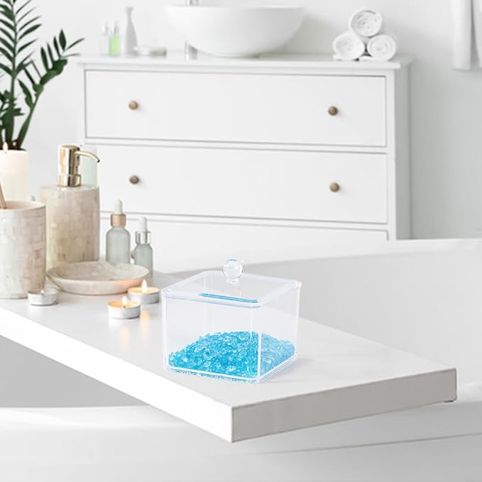 dedoot Plastic Drawer Organizer, Clear Acrylic Vanity Desk Storage and Organizer, Bathroom Display Storage Container with Lid for Jewelry, Small Items 3.74x3.54X2.55 Inch