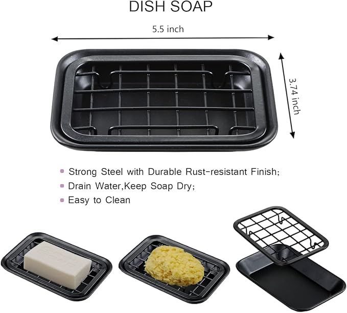 SheeChung 6Pack Mason Jar Bathroom Accessories Set - Foaming Soap Dispenser, Toothbrush Holder, 2Pack Qtip Holders, Bathroom Sink Set, Guest Towel Holder- Black