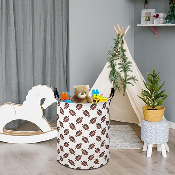 19.7" Football Laundry Basket,Kids Dirty Clothes Laundry Hamper,Waterproof Toys Storage Bin for Boys,Room Decor, Gift Baskets, Baby Nursery Hamper(Rugby)