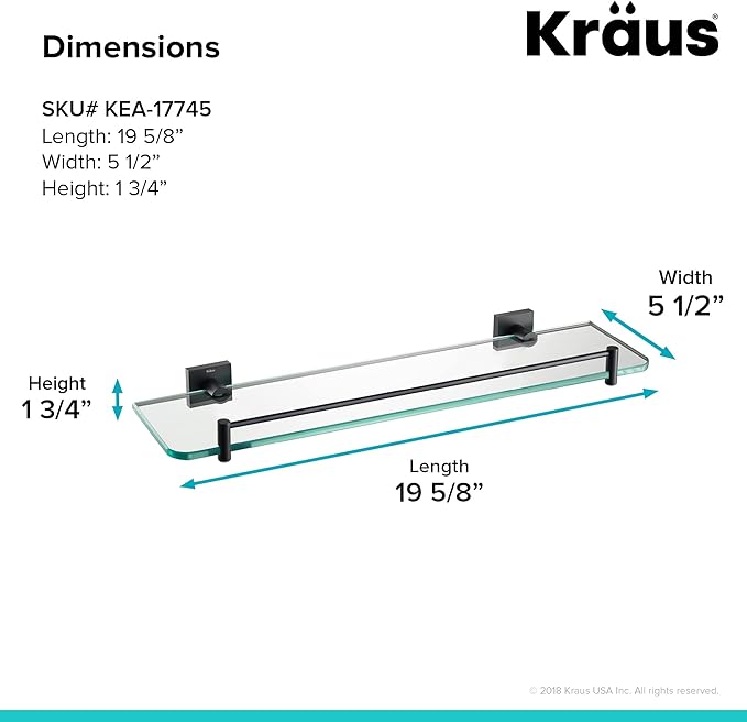 Kraus Ventus Bathroom Shelf, Matte Black Finish, KEA-17745MB