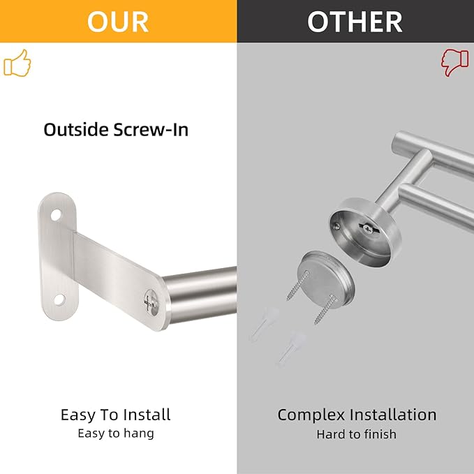 Towel Bar for Bathroom, MKO Brushed Nickel Towel Bar for Bathroom Wall Mounted, Stainless Steel Heavy Duty, 24 Inch Single Bath Towel Rod Holder