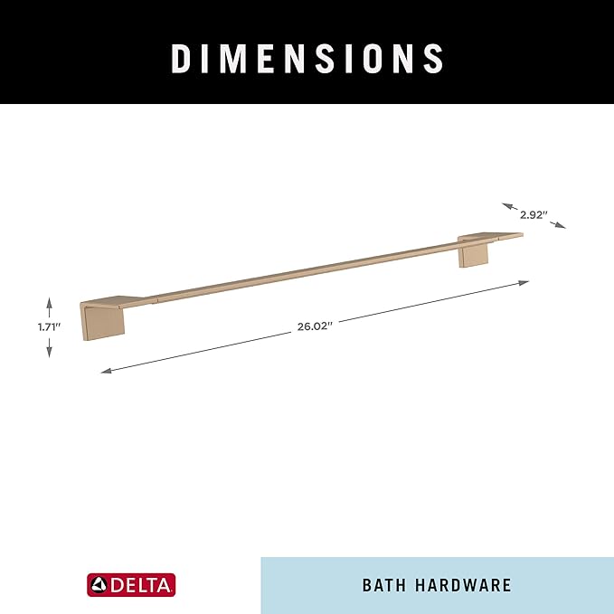DELTA Vero Towel Bar, Champagne Bronze Bathroom Towel Holder, Bathroom Accessories, 77724-CZ