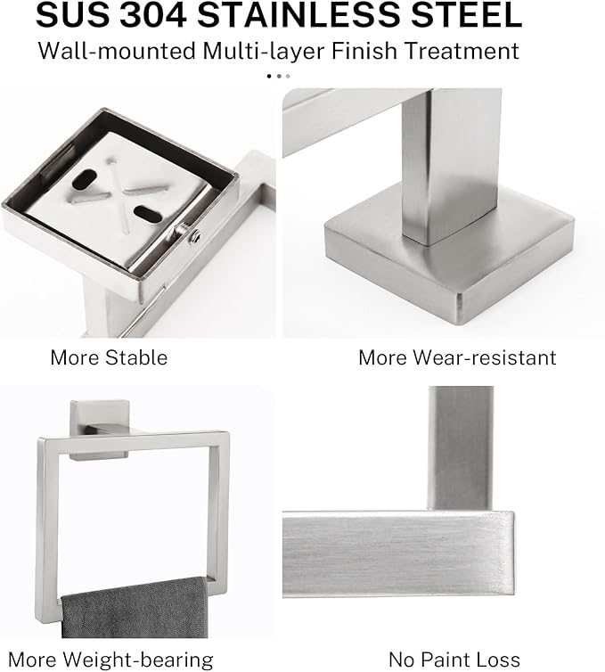 Brushed Nickel Towel Ring Towel Holder for Bathroom Bath Towel Hanger Stainless Steel Bathroom Hardware Accessories Wall-Mounted Towel Rack