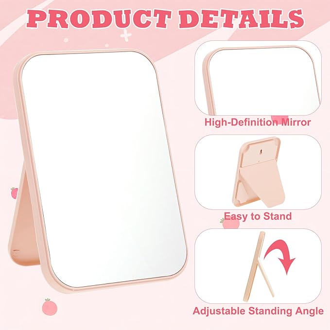 Rainmae 12 Pcs Spa Party Mirrors Spa Party Supplies for Girls, Pink Sleepover Accessory Favors Makeup Mirror for Sleepover Slumber Birthday Favors Gift