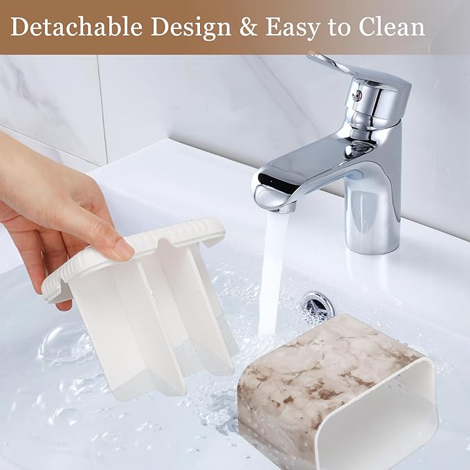 PARKMANI Toothbrush Holders for Bathrooms, Kids Electric Toothbrush and Toothpaste Holder, Toothbrush Caddy Organizer, 4 Slots Tooth Brushing Stand for Bathroom Organizer Countertop (White Marble)
