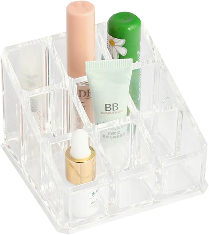 Home Basics Multi-purpose Plastic Cosmetic Makeup Organizer Storage, Lipstick, Nail Polish, Foundation, Blush Organizer, Clear (Small)