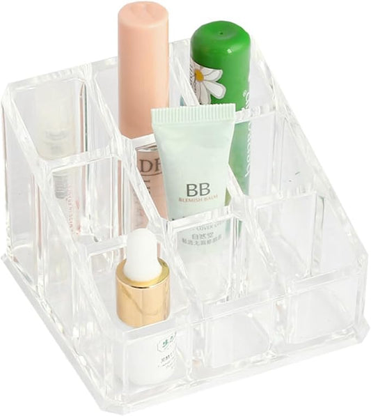 Home Basics Multi-purpose Plastic Cosmetic Makeup Organizer Storage, Lipstick, Nail Polish, Foundation, Blush Organizer, Clear (Small)