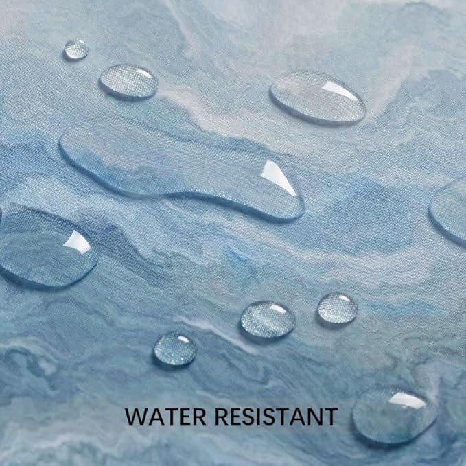 Blue Shower Curtain Marble Texture for Bathroom, Blue Polyester Fabric Waterproof Bathroom Decor,72 x 72 Inch,Standard Size