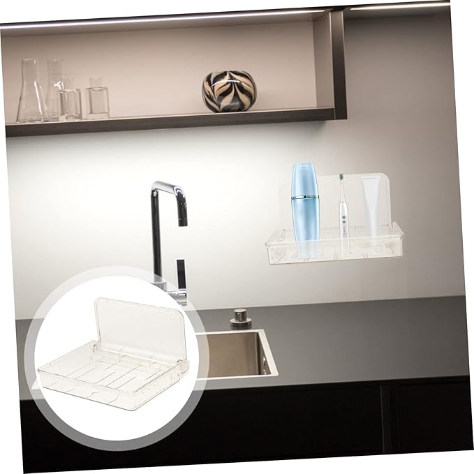 PRETYZOOM 3pcs Wall Mount Organizer Cosmetic Storage Shelf Easy to Install Floating Shelves for Bathroom Kitchen and Bedroom Use Plastic Design No Tools Required