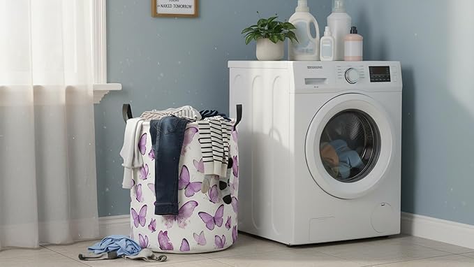 19.7" Laundry Basket,Dirty Clothes Hamper,Waterproof Storage Bin,Room Decor,Gift Baskets,Nursery Hamper(Fluttering Butterfly)
