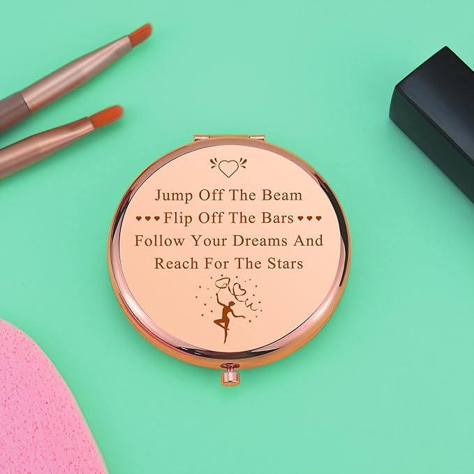Gymnastics Inspirational Gift for Women Compact Makeup Mirror for Gymnast Gymnastics Gift for Girls Gymnastic Lover Gifts Gymnasts Team Gifts Encouragement Folding Makeup Mirror for Her