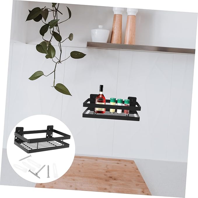 Mobestech Punch Wall Mounted Storage Rack Heavy Duty Organizer for Bathroom Kitchen and Bedroom Convenient Shampoo and Towel Holder No Drilling Required Design