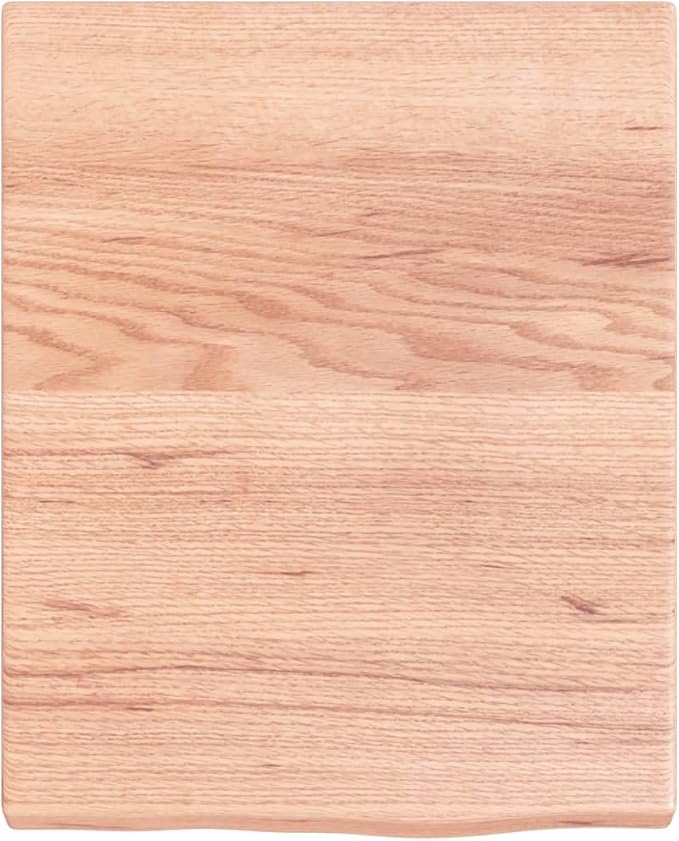 Solid Wood Oak Wall Shelf Light Brown 15.7x19.7 Inches Rustic Bathroom Storage Shelf with Live Edge Handmade Treated Surface for Kitchen Cabinet Desk Table Top
