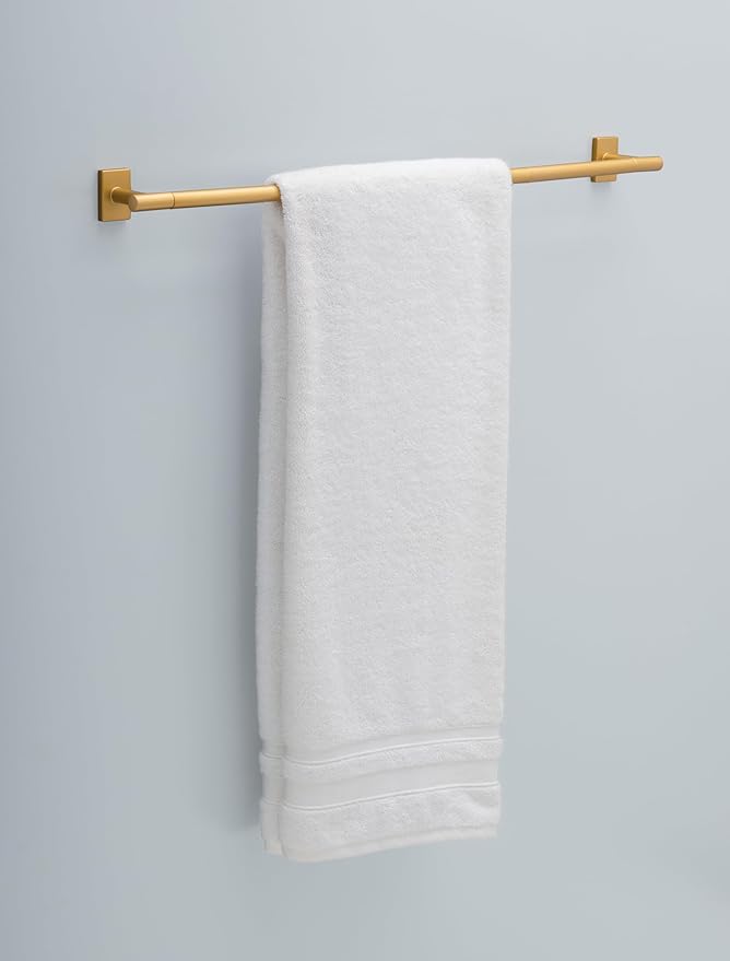 Franklin Brass Hartwell (1-Pack) 18'' Towel Rack w/ 6" Extender for Bathroom Satin Gold Towel Bar for Bathroom Wall Mounted Towel Holder Rod HRT26-SG