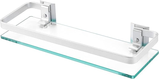 KES Bathroom Glass Shelf, Storage Shelf Wall Mounted Extra Thick Tempered Glass and Aluminum Silver Wall Mounted, A4126A