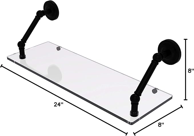 Allied Brass PR-1-24 Prestige Regal Collection 24 Inch Floating Glass Shelf, Matte Black