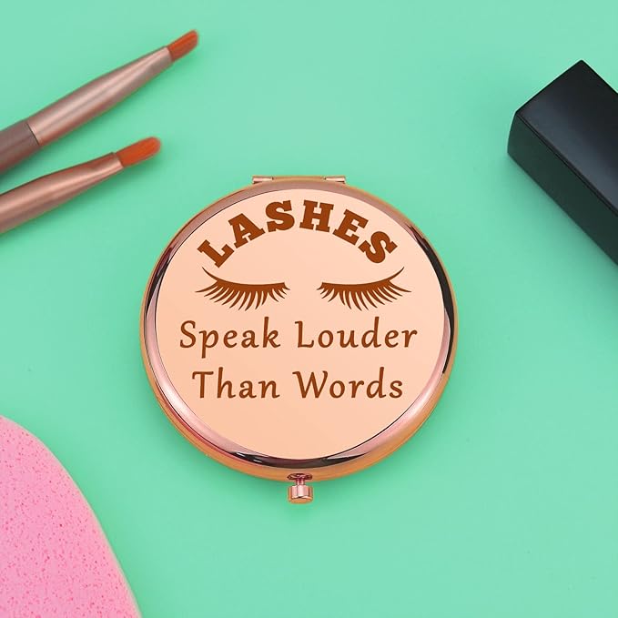 Lash Artist Gift Lash Tech Gifts Compact Mirror for Lash Technician Eyelashes Artist Gift Beautician Gifts Funny Presents for Women Folding Makeup Mirror for Best Friend Graduation Birthday
