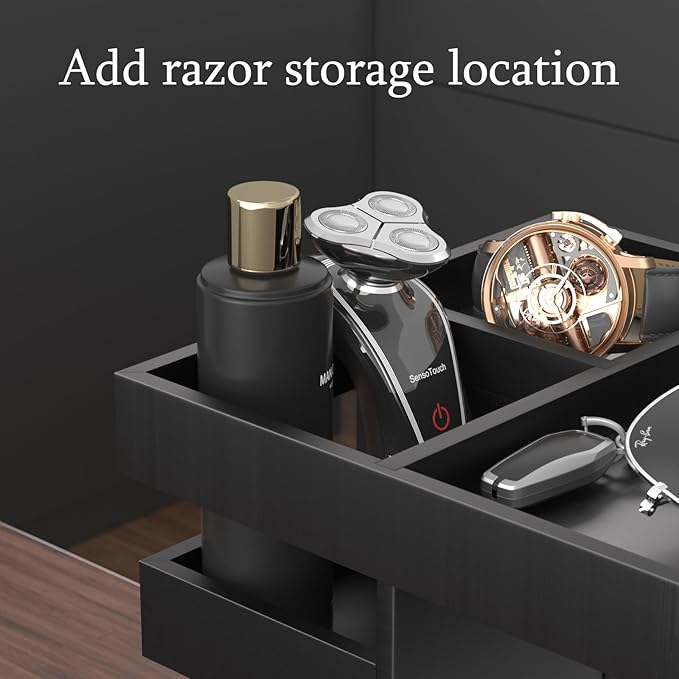 Cologne Organizer for Men Women, Large Capacity Wood Cologne Stand with Rotate Perfume Shelf Bathroom Vanity Countertop Storage