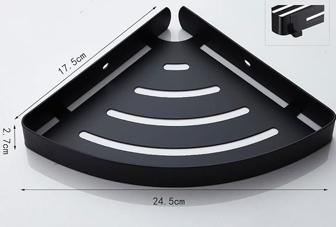 Bathroom Triangular Shelf Toilet Corner Storage, Mirror Small Triangle Single-Layer with Hook