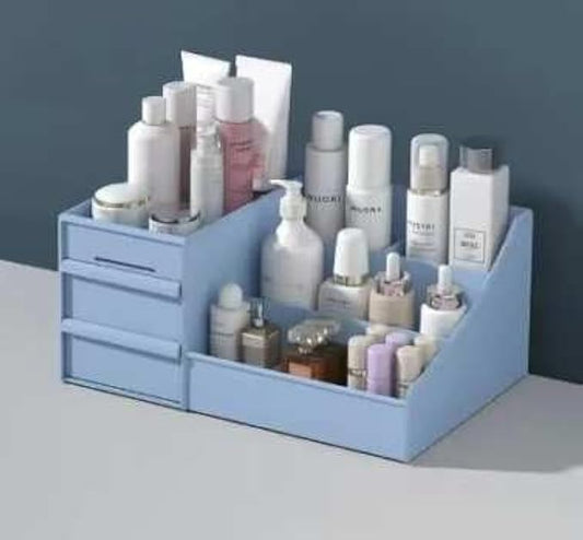 Blue Make Up and SkinCare Organizers and Storage for Vanity, Countertop, Dresser Bathroom| Drawers Shelves Brushes Eyeshadow Lipstick Nail Polish Jewelry Aesthetic make up Organizer