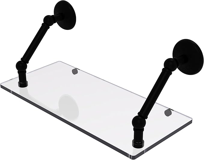 Allied Brass PMC-1-18-BKM Prestige Monte Carlo Collection 18 Inch Floating Glass Shelf, Matte Black