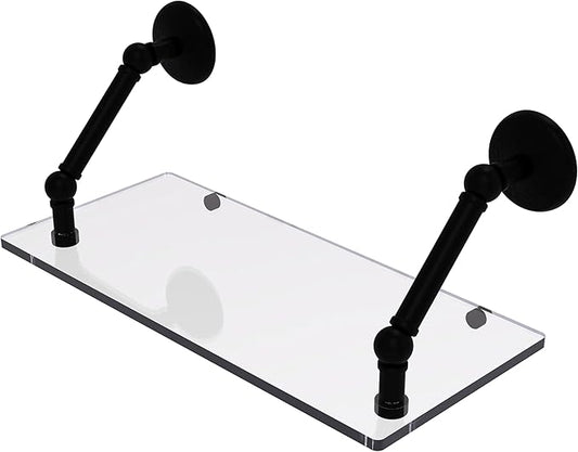 Allied Brass PMC-1-18-BKM Prestige Monte Carlo Collection 18 Inch Floating Glass Shelf, Matte Black