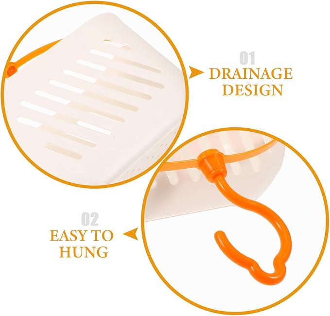 Angoily Small Shower Caddy, Plastic Hanging Basket for Shower with Hook Waterproof Storage Basket for Bathroom and Wall Mounted Organizer with Hollow Drainage Space Saving Storage Solution